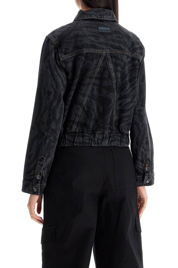 GANNI Cutnnshort Denim Jacket With Laser-cut