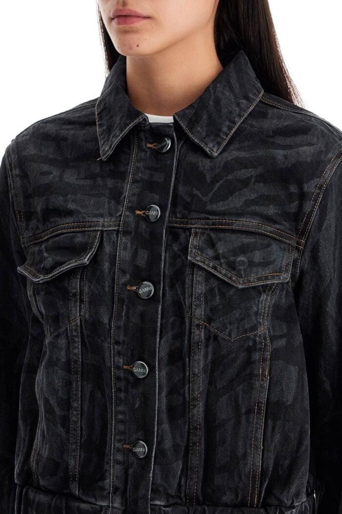 GANNI Cutnnshort Denim Jacket With Laser-cut