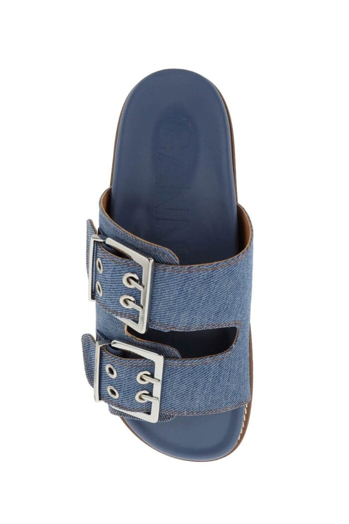 Ganni Denim Double Strap Slides