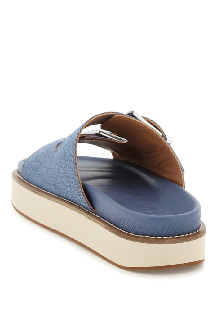 Ganni Denim Double Strap Slides