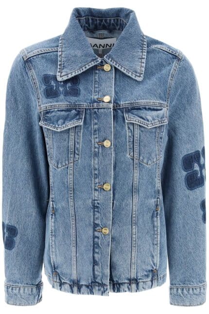 GANNI Denim Jacket With Patch Detail