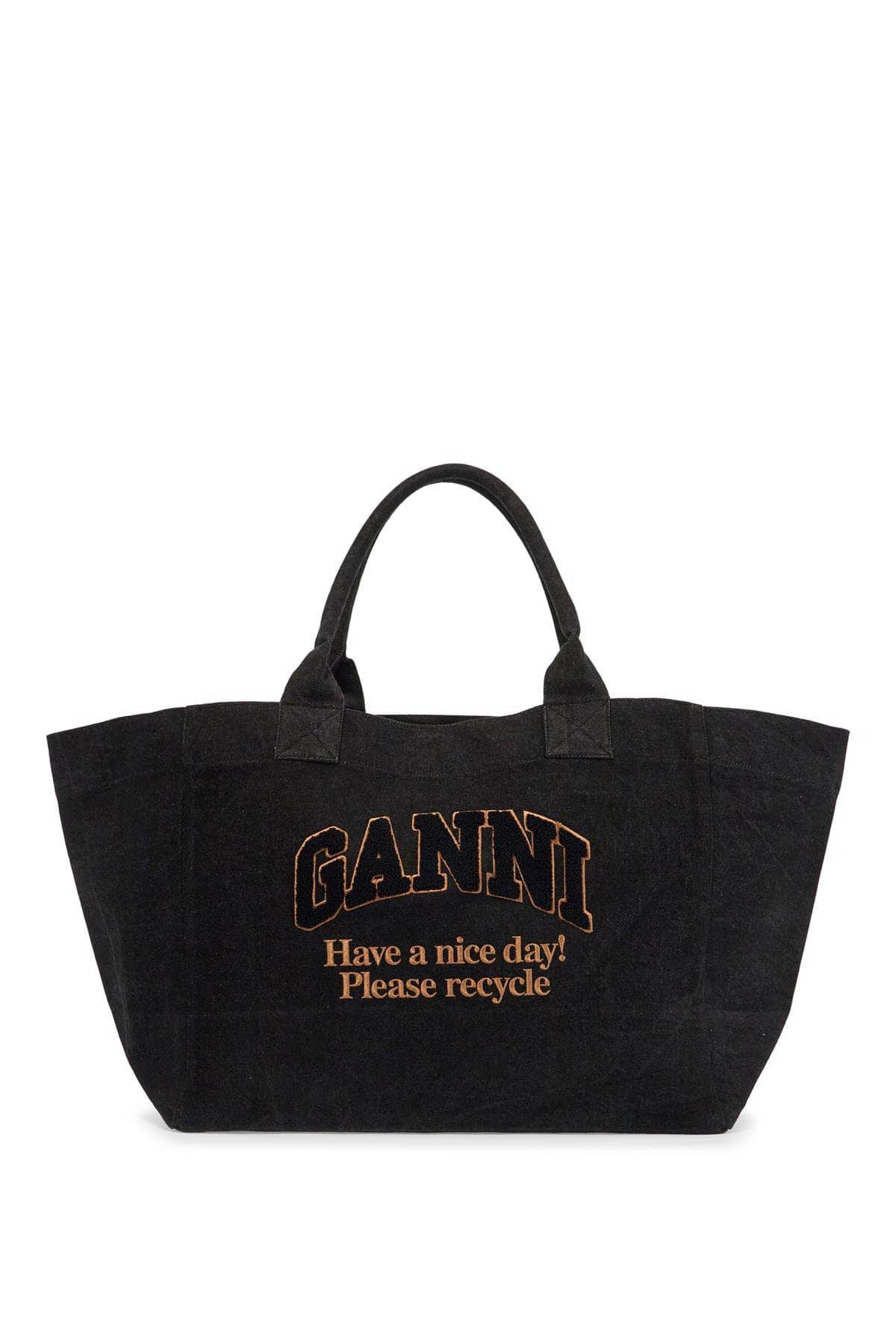 GANNI Denim Logo Tote Bag With 9