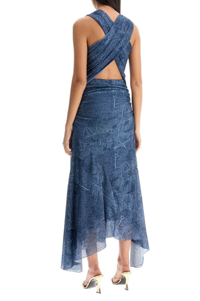 GANNI Denim Print Mesh Dress