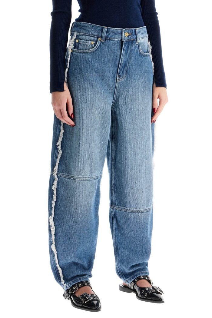 GANNI Distressed Barrel Jeans With