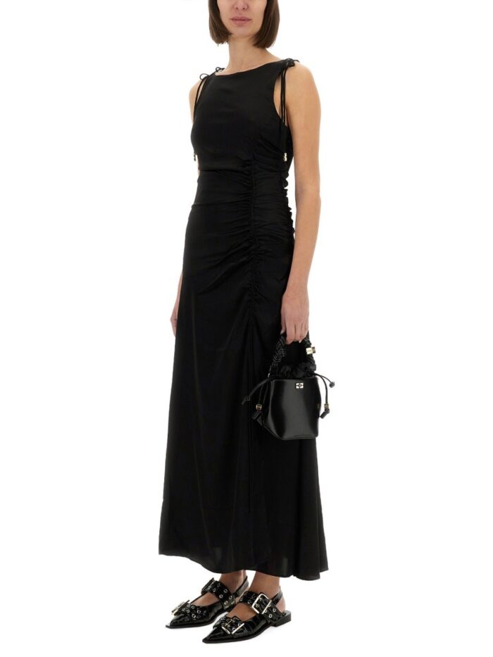 GANNI DRAPED SATIN DRESS