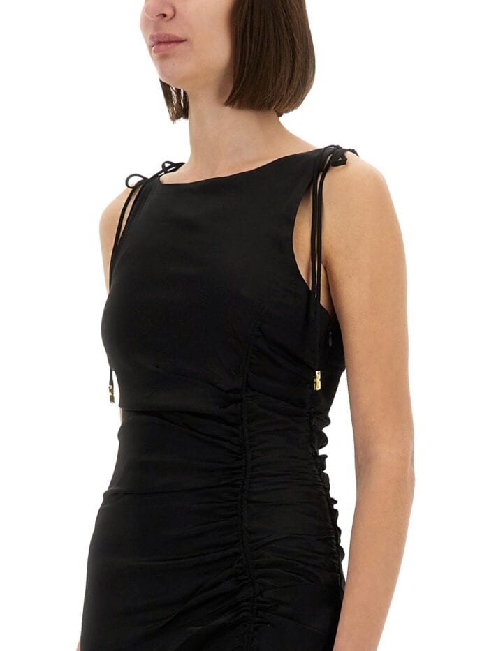 GANNI DRAPED SATIN DRESS