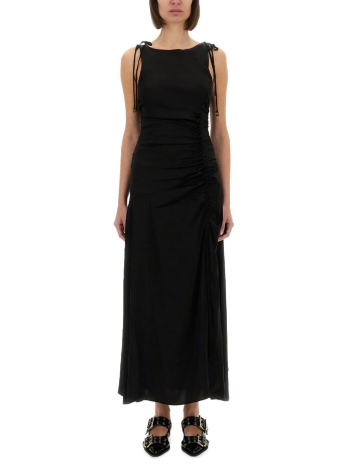 GANNI DRAPED SATIN DRESS