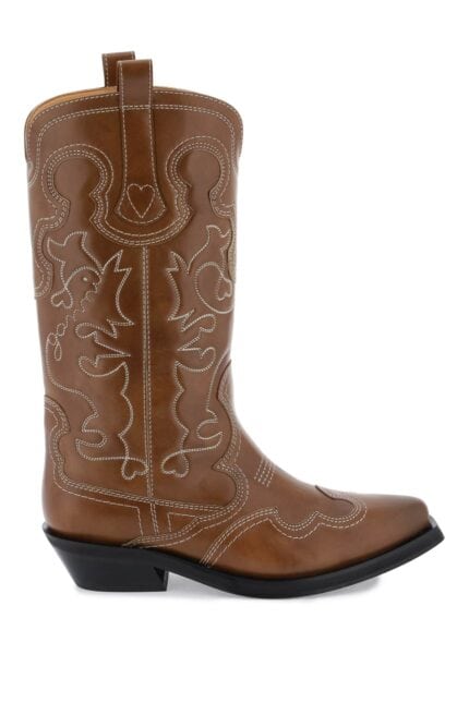 Ganni Embroidered Western Boots