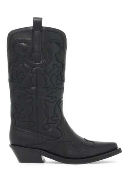 GANNI Embroidered Western Boots