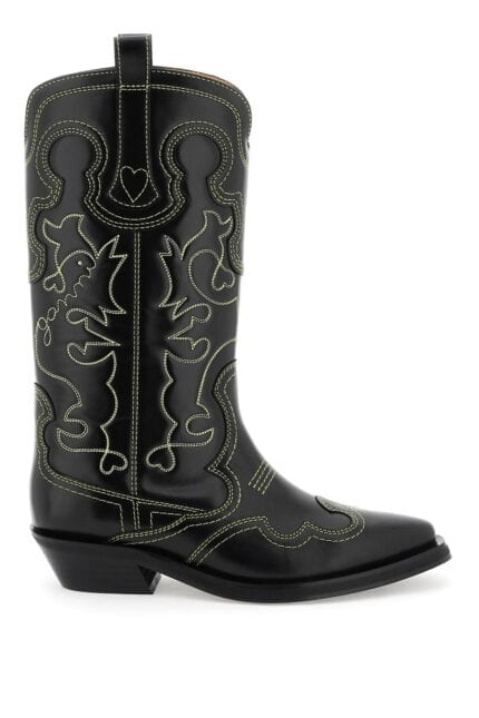 Ganni Embroidered Western Boots