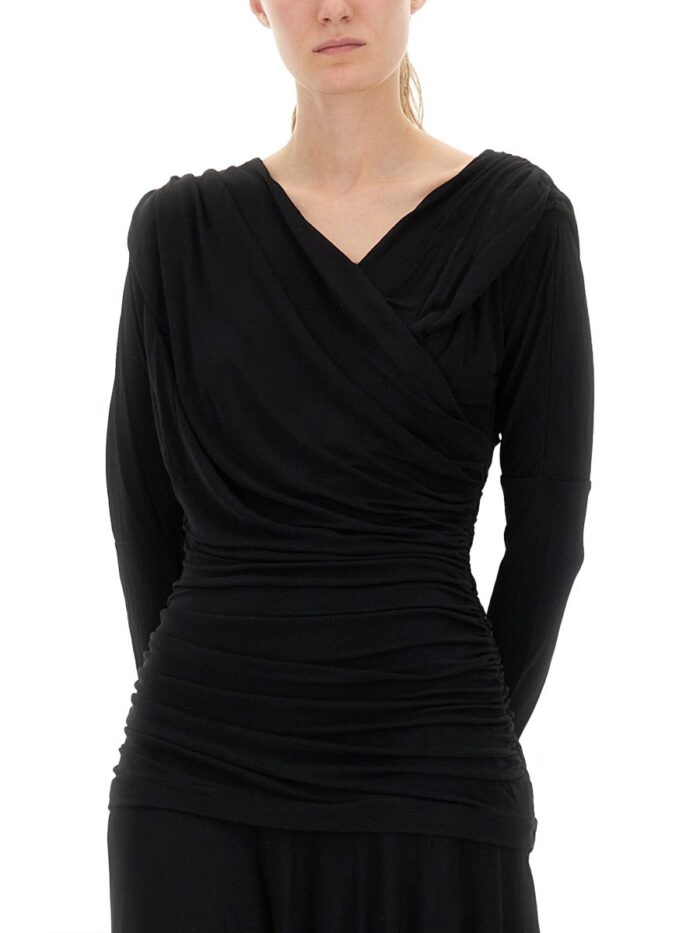 GANNI GATHERED MIDI DRESS