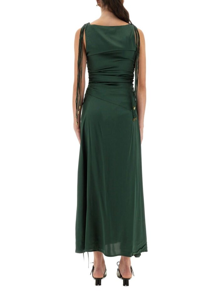 GANNI GATHERED SATIN DRESS