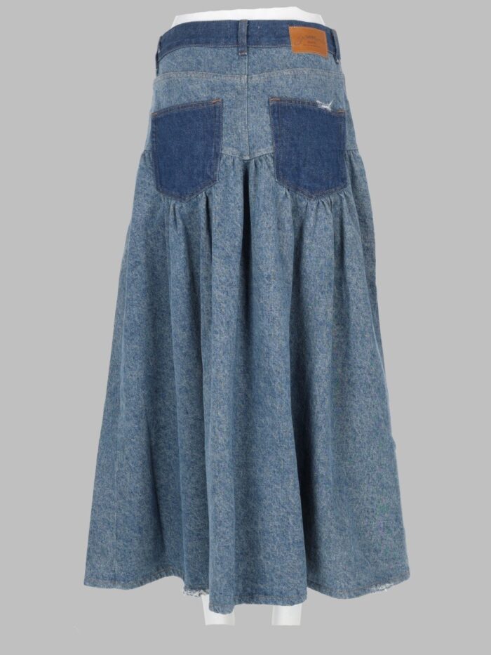 GANNI GONNA IN DENIM PATCHWORK