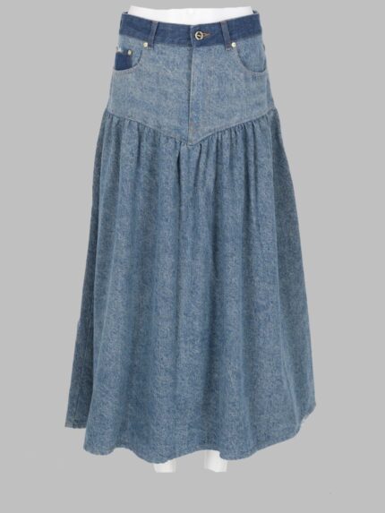 GANNI GONNA IN DENIM PATCHWORK