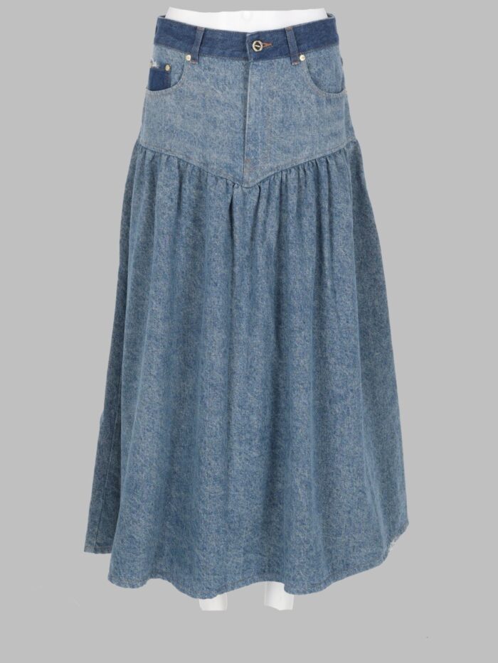 GANNI GONNA IN DENIM PATCHWORK
