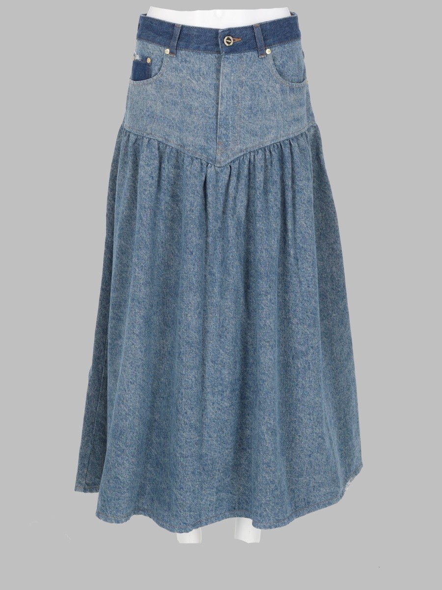 GANNI GONNA IN DENIM PATCHWORK