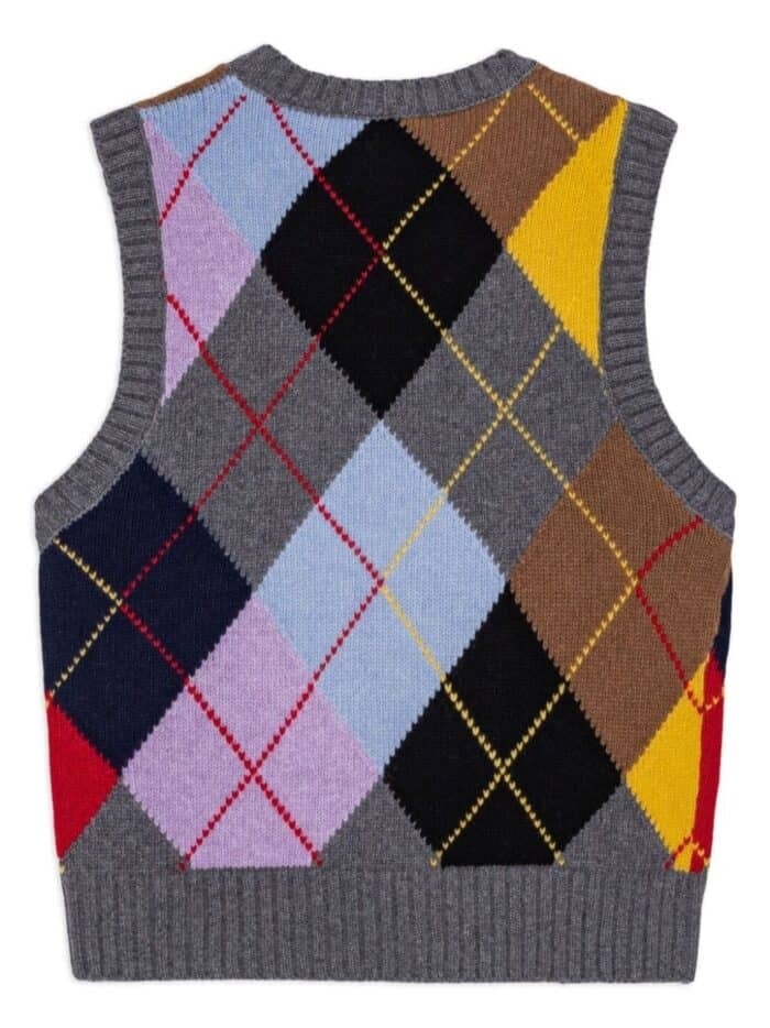 GANNI Harlequin Wool Mix Knit Vest