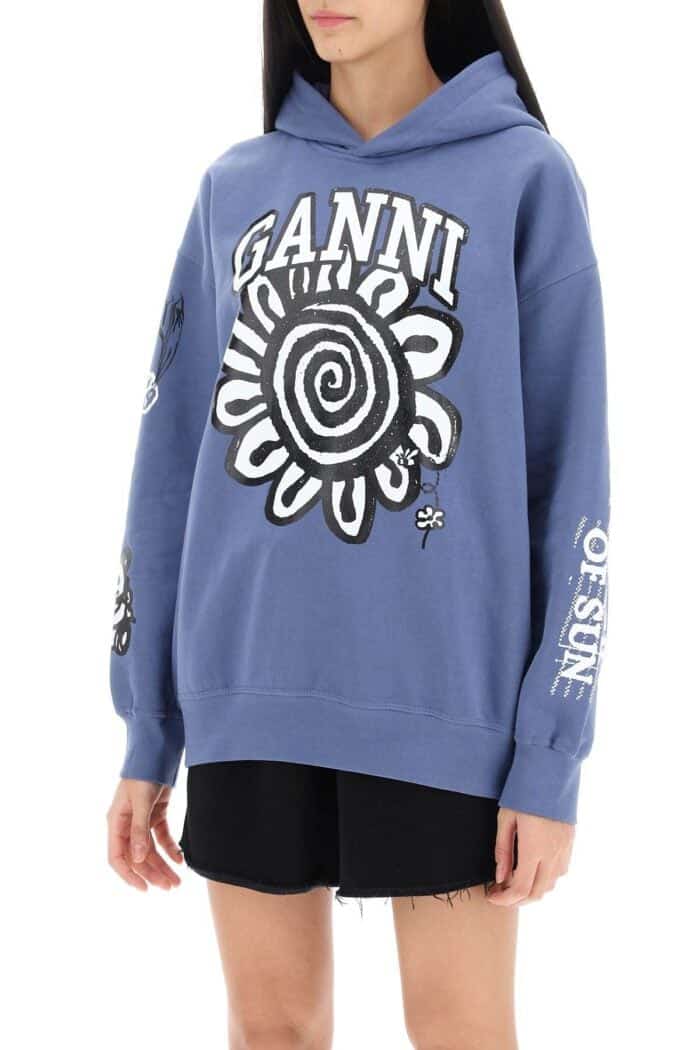 GANNI Hoodie With Graphic Prints