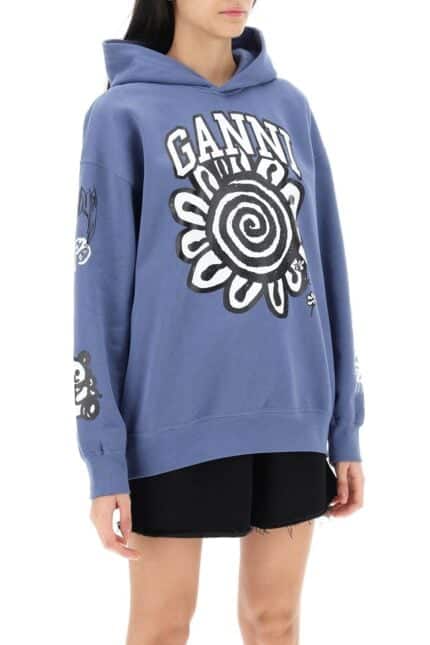 GANNI Hoodie With Graphic Prints