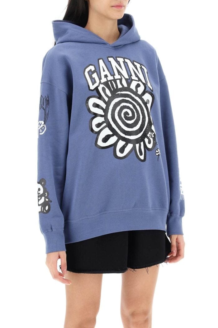 GANNI Hoodie With Graphic Prints