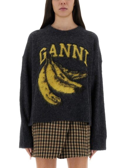 GANNI JERSEY WITH BANANA AND LOGO