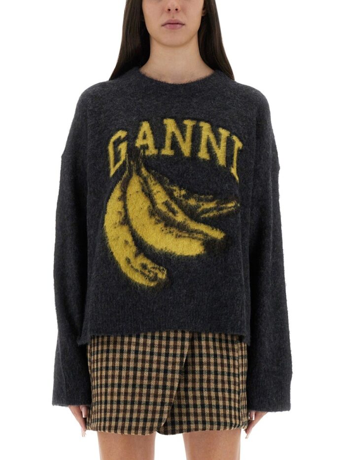 GANNI JERSEY WITH BANANA AND LOGO