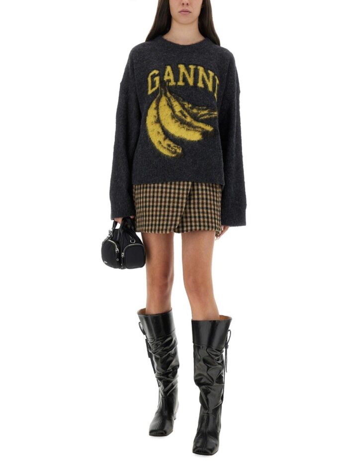 GANNI JERSEY WITH BANANA AND LOGO