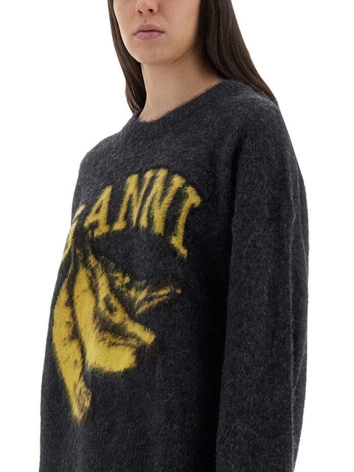 GANNI JERSEY WITH BANANA AND LOGO