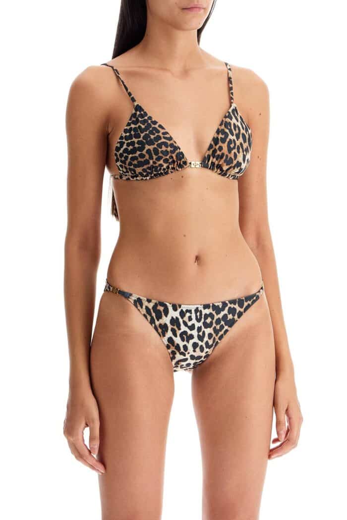 GANNI "leopard Print Bikini Top