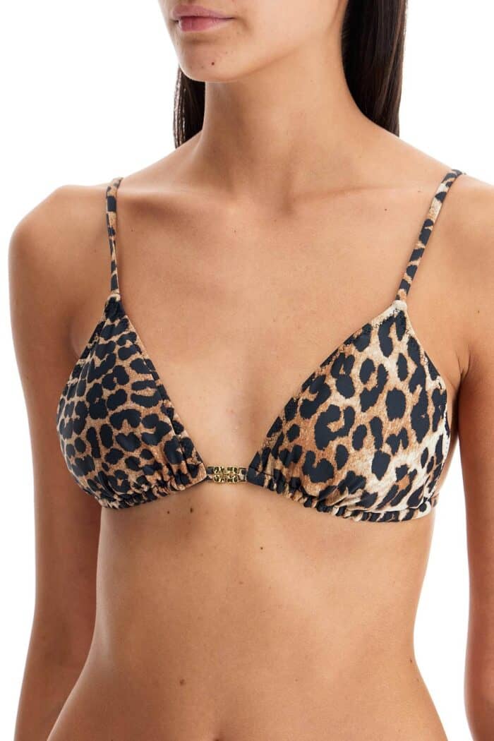 GANNI "leopard Print Bikini Top