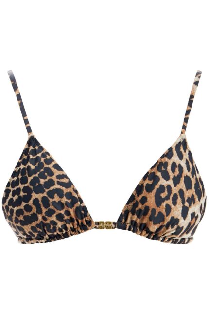 GANNI "leopard Print Bikini Top