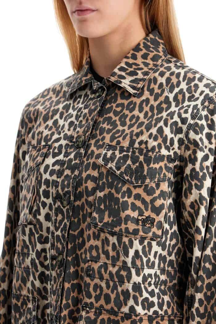 GANNI Leopard Print Canvas Overshirt