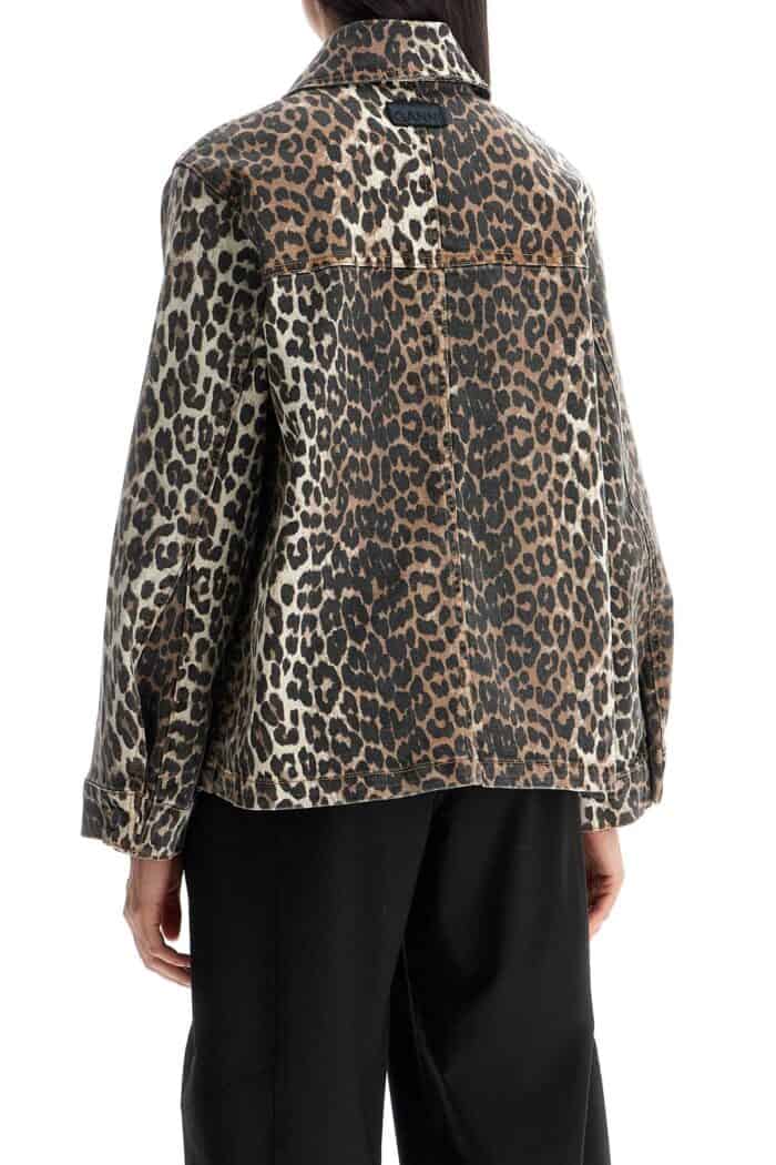 GANNI "leopard Print Denim Jacket"