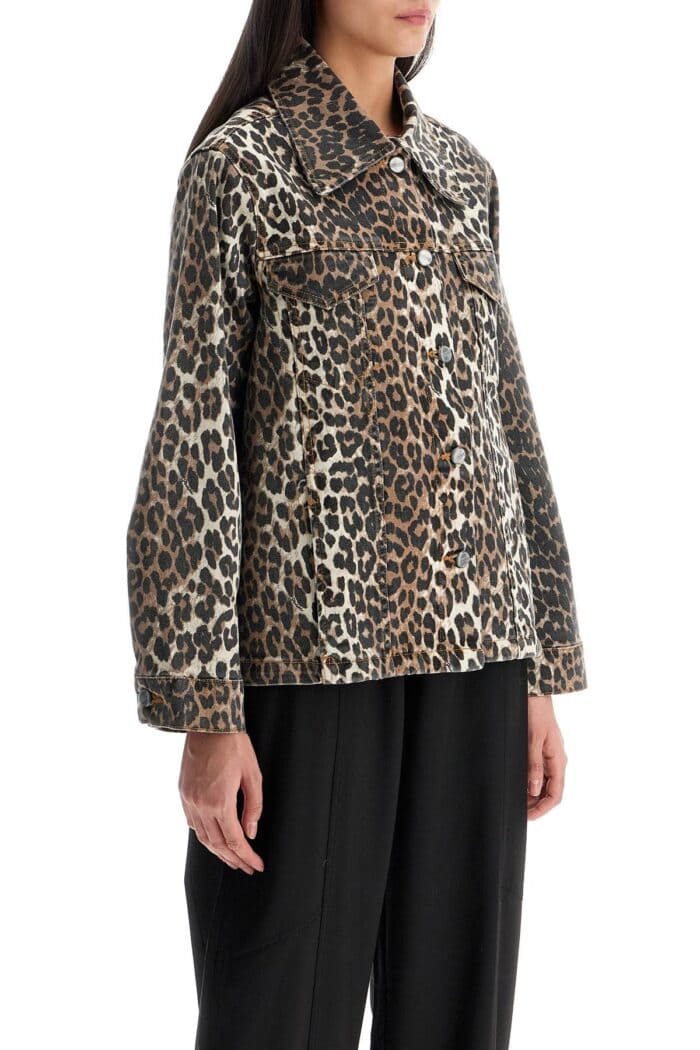 GANNI "leopard Print Denim Jacket"