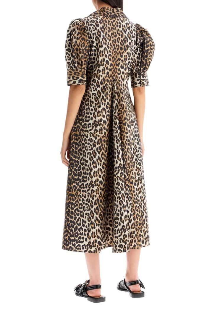 GANNI Leopard Print Poplin Dress