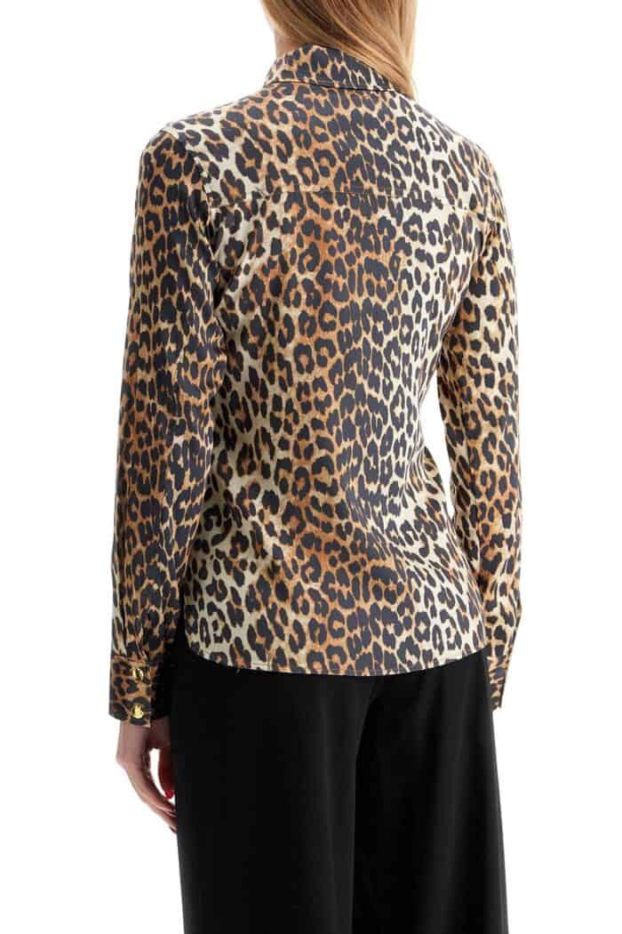 GANNI Leopard Print Satin Shirt