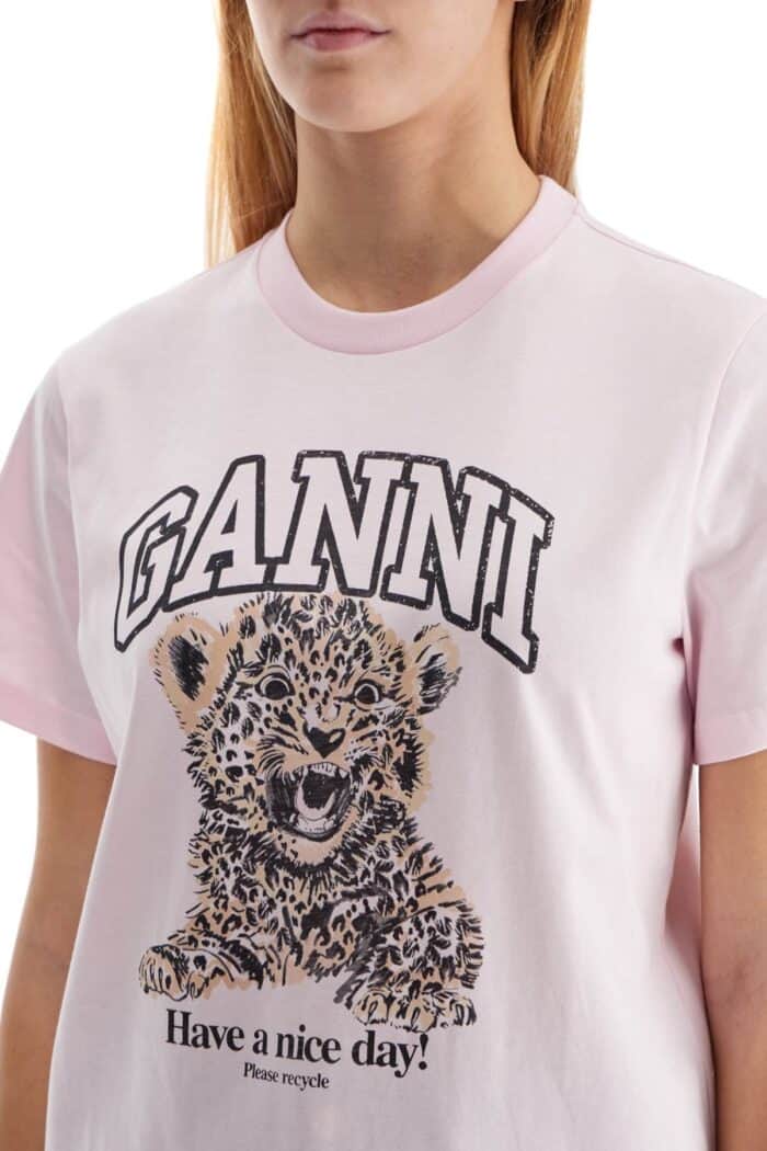 GANNI Leopard Print T-shirt With