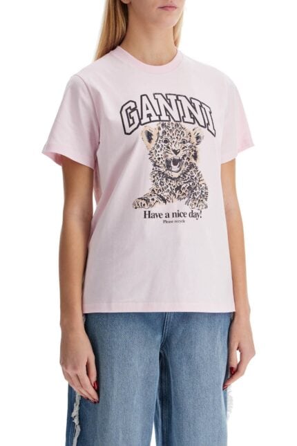 GANNI Leopard Print T-shirt With