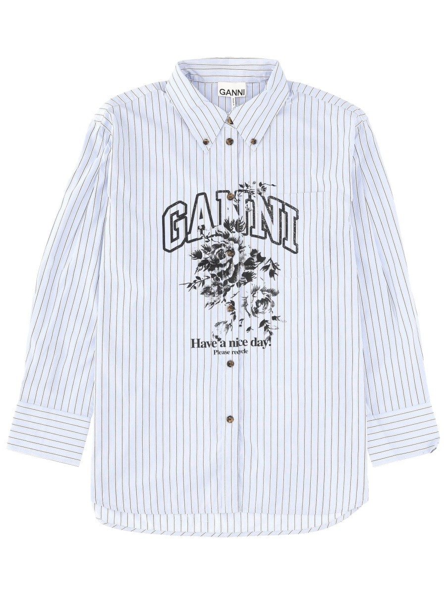 GANNI LOGO PRINT SHIRT