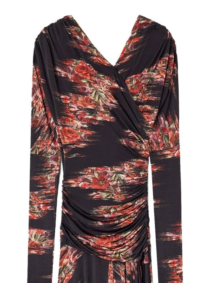 GANNI LONG DRESS WITH FLORAL PRINT