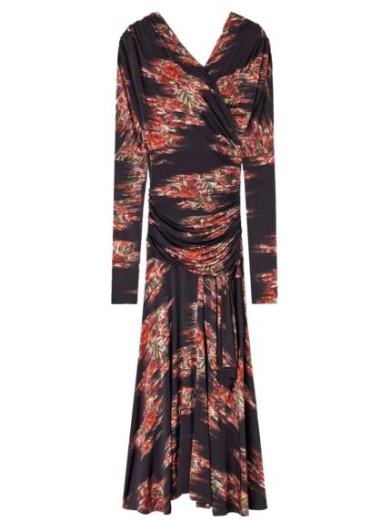GANNI LONG DRESS WITH FLORAL PRINT