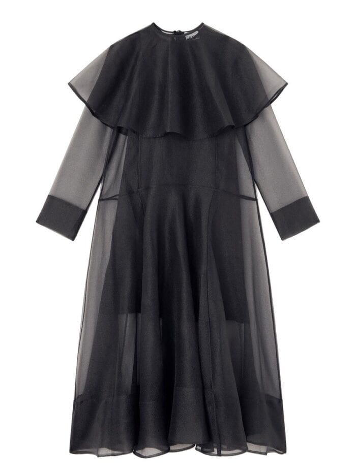 GANNI LONG DRESS WITH HOOP COLLAR