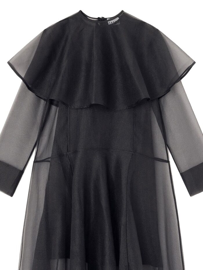 ganni long dress with hoop collar GANNI LONG DRESS WITH HOOP COLLAR