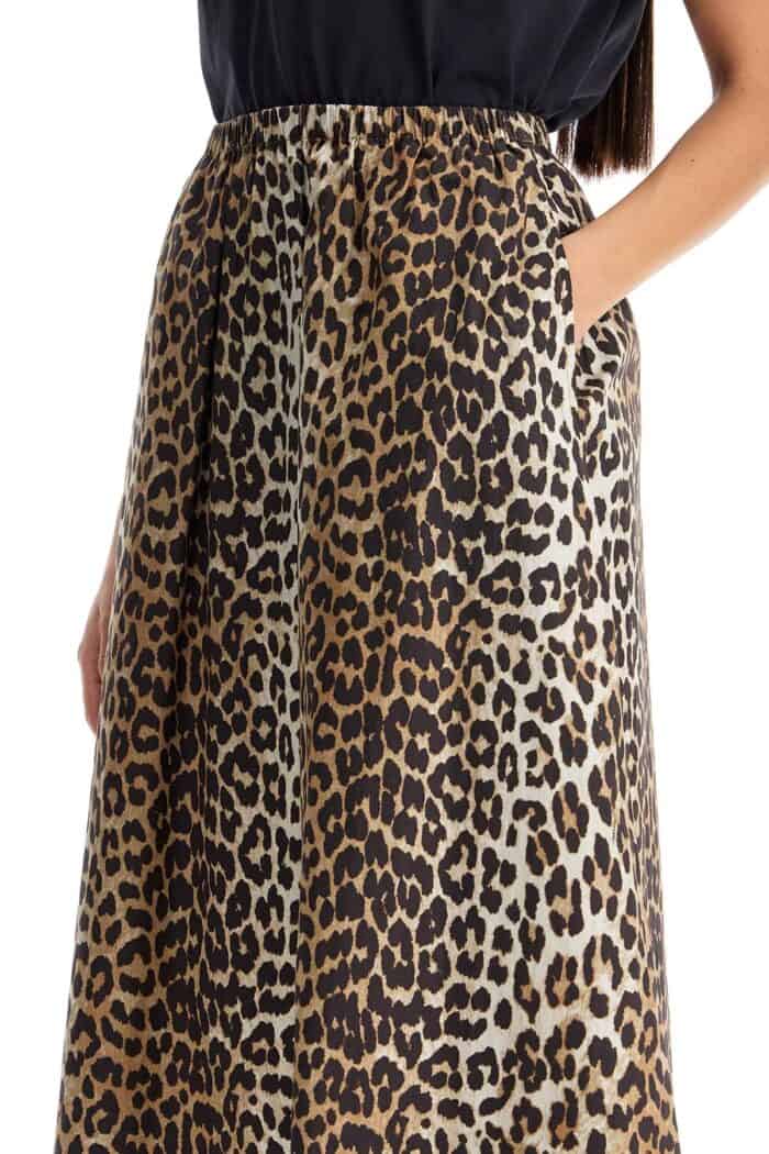 GANNI Long Leopard Print Maxi Skirt