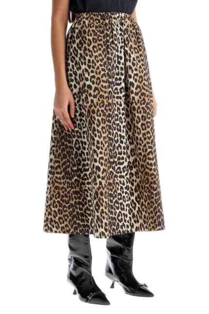 GANNI Long Leopard Print Maxi Skirt