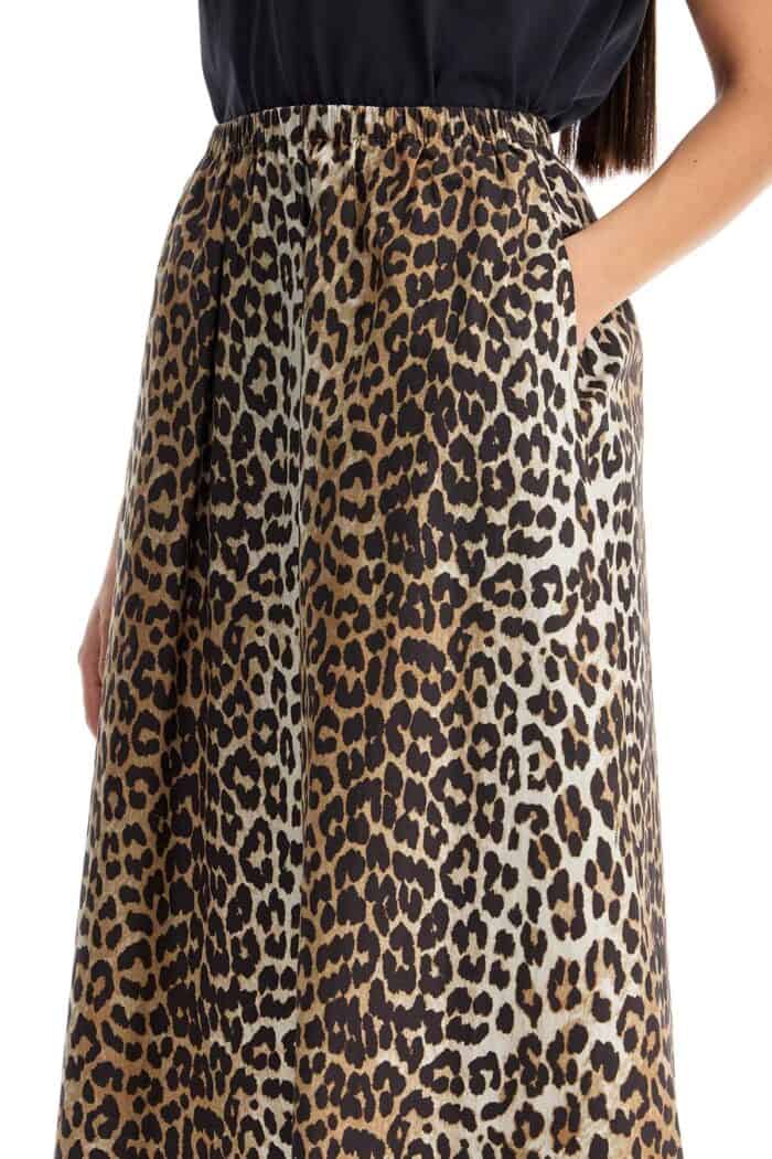 GANNI Long Leopard Print Maxi Skirt