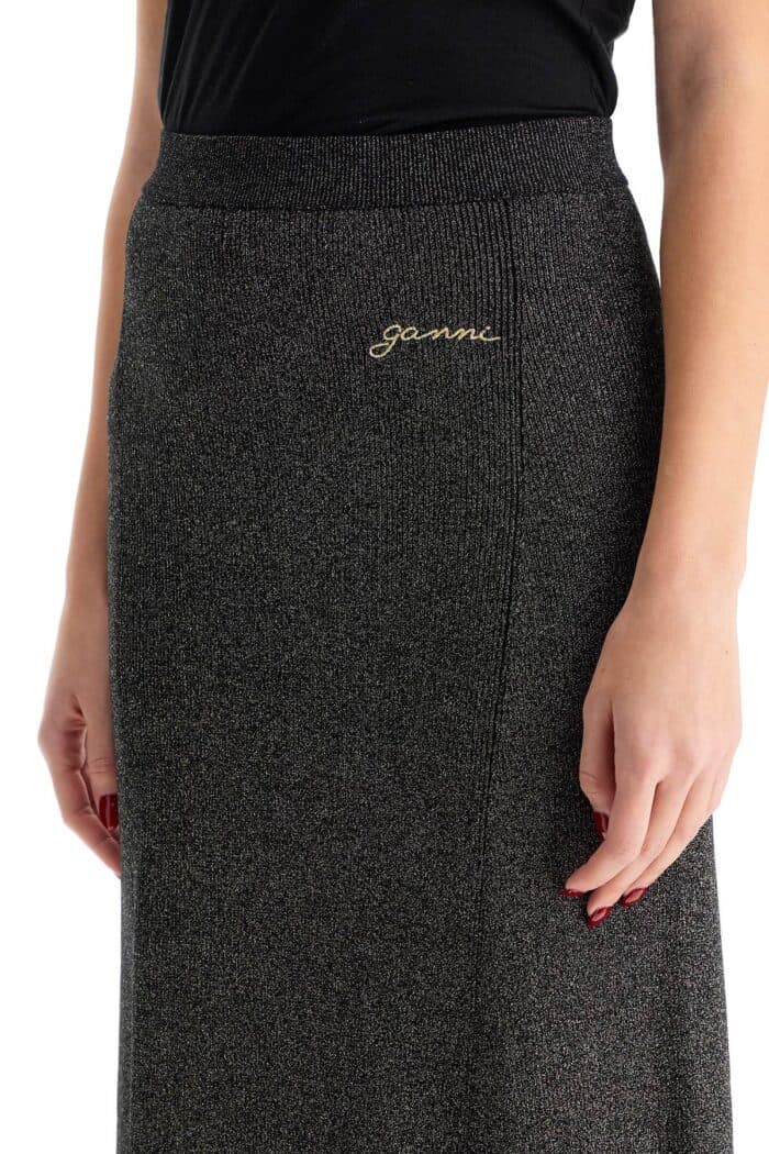 GANNI Long Lurex Knit Skirt