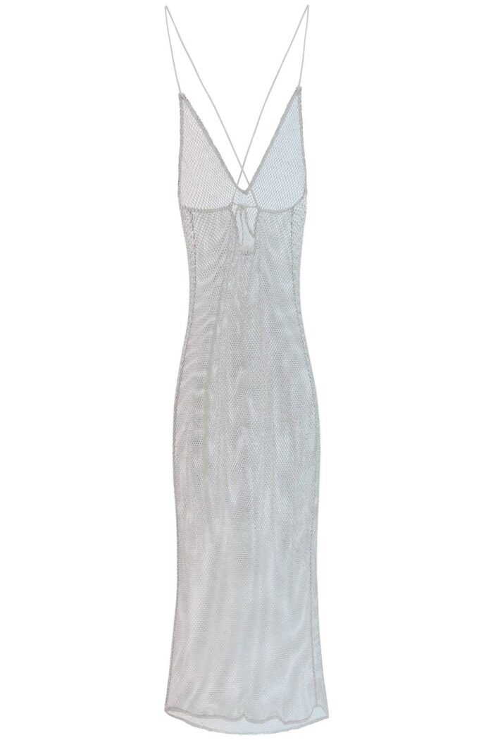 Ganni Long Mesh Dress With Crystals