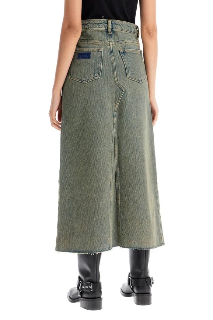 GANNI Long Overdyed Denim Maxi Skirt