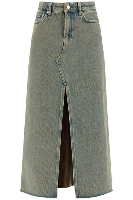 GANNI Long Overdyed Denim Maxi Skirt